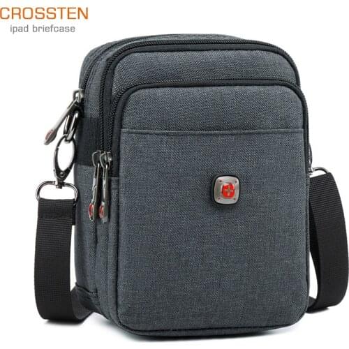 Crossten Swiss-style Multifunctional Mens USB Port Crossbody Shoulder Bag Waterproof Canvas 13" laptop ipad Briefcase Belt Bag