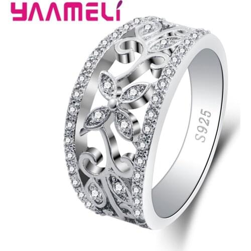 Luxury Shining Cubic Zircon Fashion Rings Brand Design Vintage Women Finger Engagement Ring Jewelry For Young Girls gift