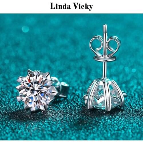 Stud Earrings 925 Sterling silver 100% VVS Moissanite 0.3/0.5/1ct Diamond Rhodium Plated Elegant Jewelry Precious Women Gift