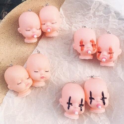 Sleeping Baby Head Drop Earrings For Women Girl 2020 Lovely Human Dangle Earrings Exaggerate Hip Hop Cool Party Jewelry AM2126