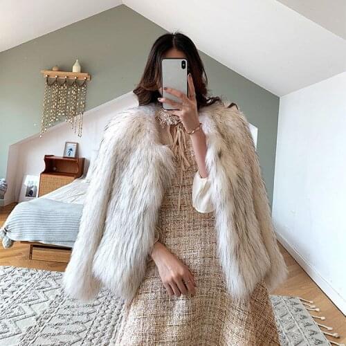 Women 2020 Autumn Winter Thick Warm New Faux Mink Casual Female Faux Fur Coat Furry Fake Raccoon Fur Ladies Jacket Outwear B171