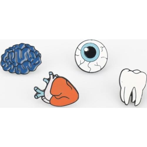 Cute Cartoon Human Organs Eyeball Heart Brain Tooth Enamel Metal Alloy Clothes Bag Hat Lapel Badge Brooch Pin Accessories