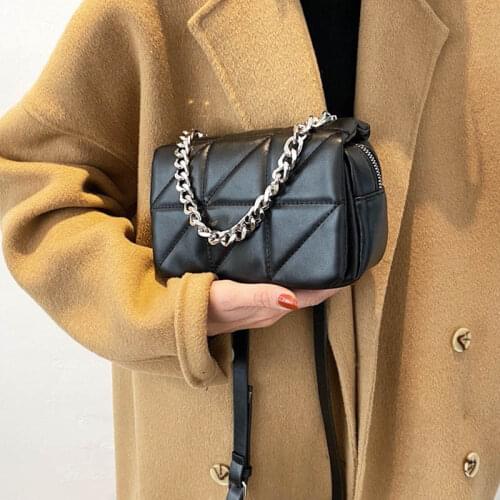 2021 Fashion Women Bags Clutches Pouch Black Small Shoulder Bags PU Leather Adjustable Strap Crossbody Bag Women Chain Handbag