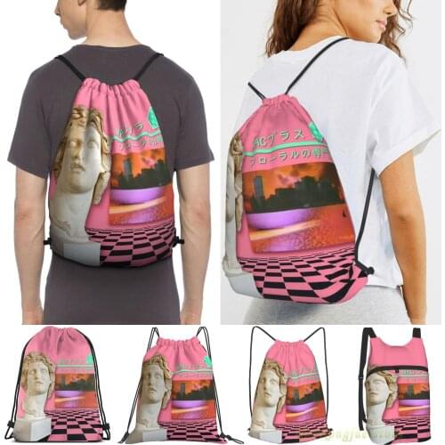 Unisex Drawstring Bags Macintosh Plus 420 Women Drawstring Backpacks Men Outdoor Travel Backpacks Training Fitness Bag