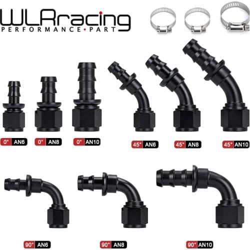 Universal AN6/8/10 Push-on Hose End Fittings Fuel Oil Cooler Hose Fitting 0 45 90 180 Degree Reusable Connection Adapter Set