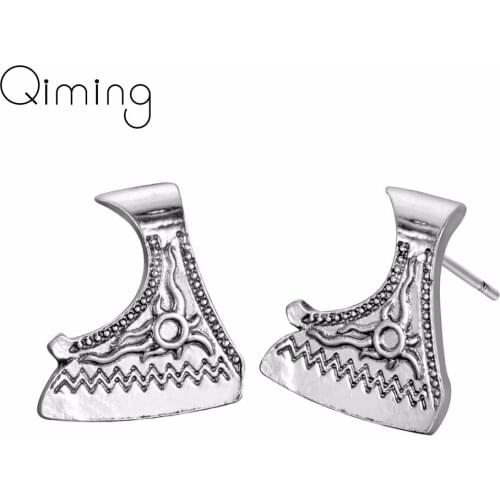 Vintage Sun Axe Stud Earring Female Women Hip Hop Men fashion Earrings Hatchet Nordic Slavic Viking Jewelry Earing