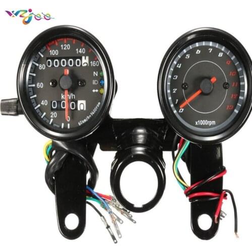WZJOO All vehicles for 12V battery voltage, motorcycle odometer, retro odometer, double odometer, strap indicator, with luminous