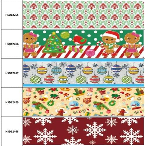 10yard Merry Christmas Snowman Snowflak Colorful Cartoon Grosgrain Ribbon Accessory Hairbow Headwear Decoration DIY 38MM 75MM