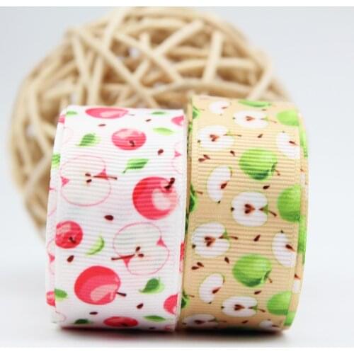 16mm/22mm/25mm/38mm/75mm Fresh Apple Two Patterns Mixed Printing Grosgrain Ribbon 10/25/50 Yards Diy Gift Wrapping Paper Sewing