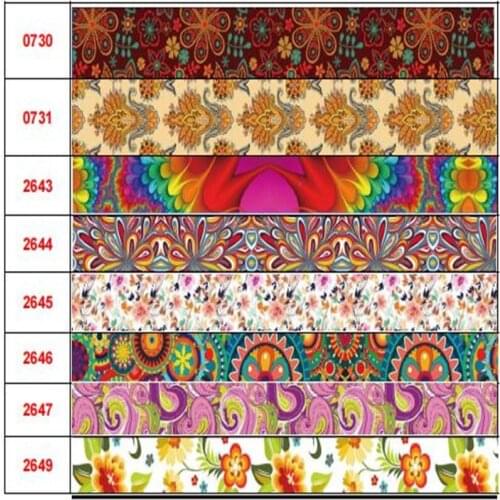 16mm-75mm Mexican Flower Printed Ribbon Printed Grosgrain Ribbon/ Elastic Band For Party Gift Wrapping 50Yards