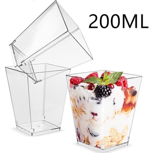 20Pcs 200ml large size Mousses Dessert Cup Clear Pudding Cup Party Accessories Wedding Supplies Disposable Plastic Tableware
