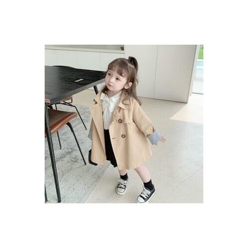 2020 Autumn Korean Style Baby Girl Windbreaker Clothes Fashion Childrens Long-sleeved Windbreaker Jacket Big Girls Trench Coats