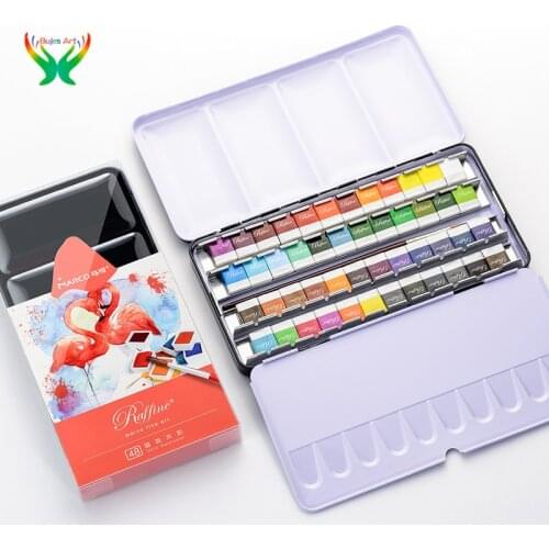 24/48 color Marco solid watercolor Raffine series painting design bright solid watercolor student adult using iron box portable