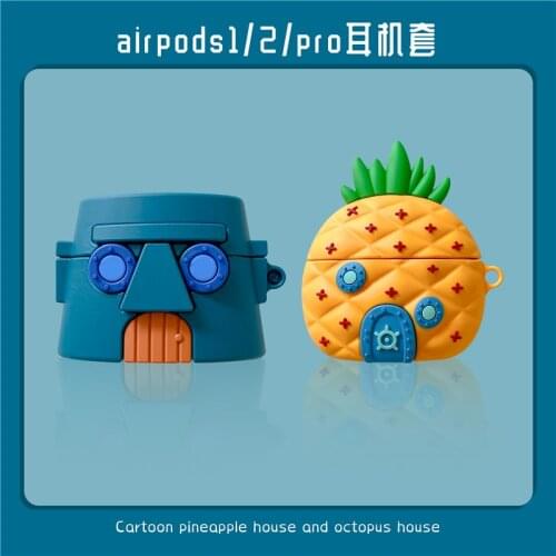 3D Cute Pineapple House Earphone Cases For AirPods 1 2 Funny Design Silicone Headphones Cover for Apple Air Pods Pro Funda Capa