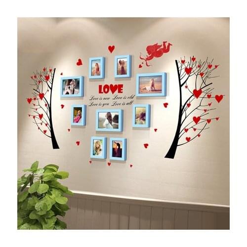 9 Photo Frames Bedroom Decoration Wall Creative 7 "Solid Wood Photo Wall Frame Wall Stickers Combination DIY Frame Decoration