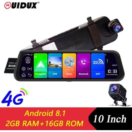 QUIDUX 4G ADAS Car DVR Camera 10" Rear View Mirror Android GPS navigation DashCam 1080P Registrar Video Record 2GB RAM 16GB ROM