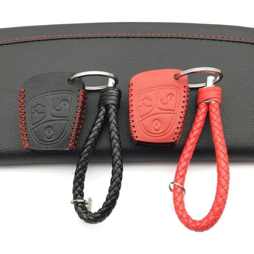 Genuine leather car key cover case protective For Mercedes Benz C AND S ML CLK SLK CLS 3 buttons remote control Key cases