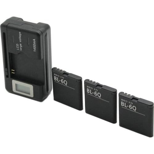 Ciszean 3x BL-6Q / BL 6Q / BL6Q Replacement Battery For Nokia 6700 N82 N81 E51 1080mAh Batteries + LCD Charger