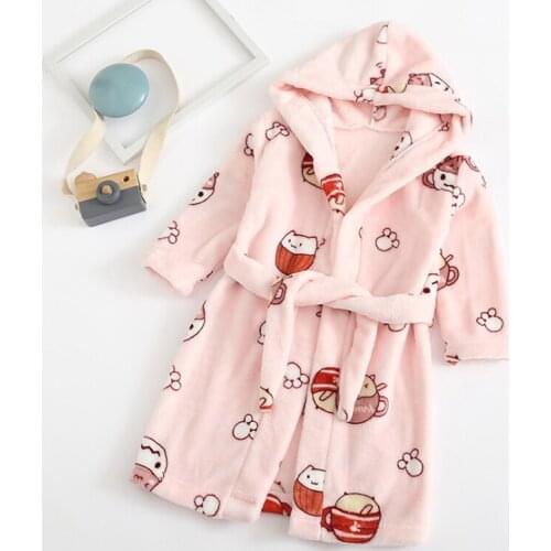 Baby Robe Cartoon Hoodies Pajama Girls Boys Sleepwear Warm Quality Bath Towels Kids Soft Bathrobe Pajamas Childrens Clothing