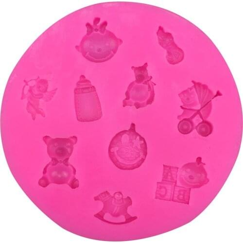 DIY Baby bears angels Trojans ABC Feeding bottle Party cake decorating tools DIY baking fondant silicone mold T0328