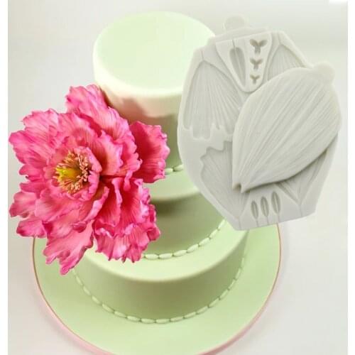 Peony/Tulip Sugarpaste Moulds Fondant Cake Decor Tools Silicone Molds Sugarcrafts Chocolate Baking Tools For Cakes Gumpaste Form