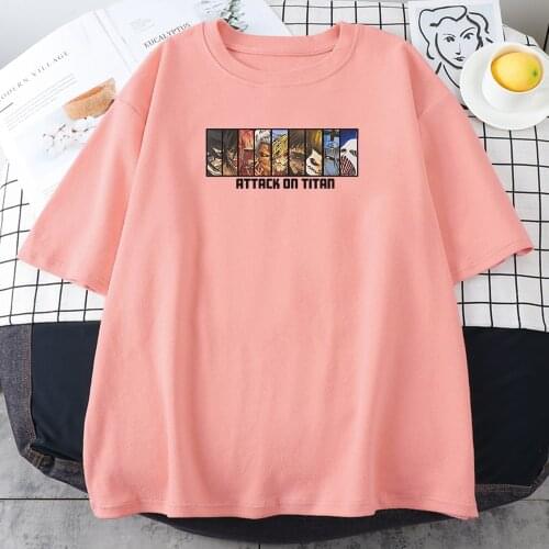 Attack On Titan Anime Printed T-Shirt WomenS Loose Crew Neck T Shirt Fashion O-Neck Short Sleeve Fitted Brand Tshirts Woman