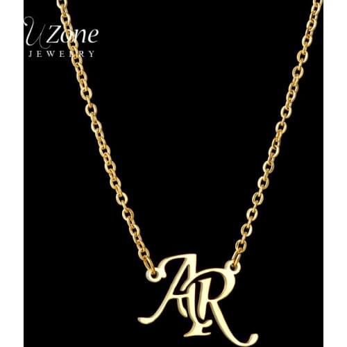 UZone Personalized Custom Name Necklace Stainless Steel Customized Initial Letter Necklace Bracelet Set For Women Birthday Gift