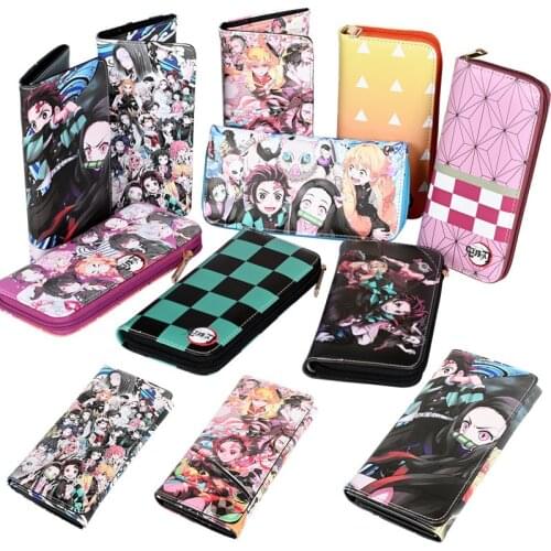Anime Demon Slayer Kimetsu No Yaiba Tanjiro Kamado Nezuko Wallets Long PU Leather Wallet Anime Purse Cosplay Accessories