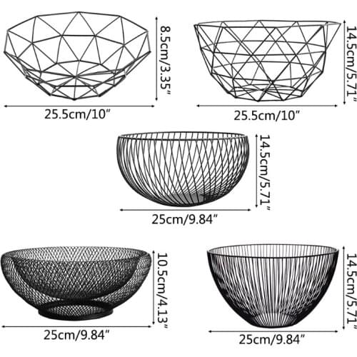 Metal Fruit Vegetable Storage Bowls Eggs Baskets Holder Nordic Minimalism Kitchen Accessories Geometric Design Room Decoration