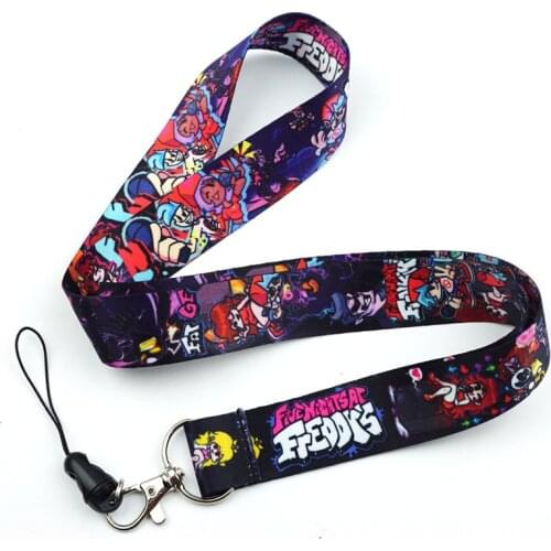 Cute Game Friday Night Funkin Boyfriend Key Lanyards Neck Strap ID Card Mobile Phone Strap USB Badge Holder Rope Keychain Gift