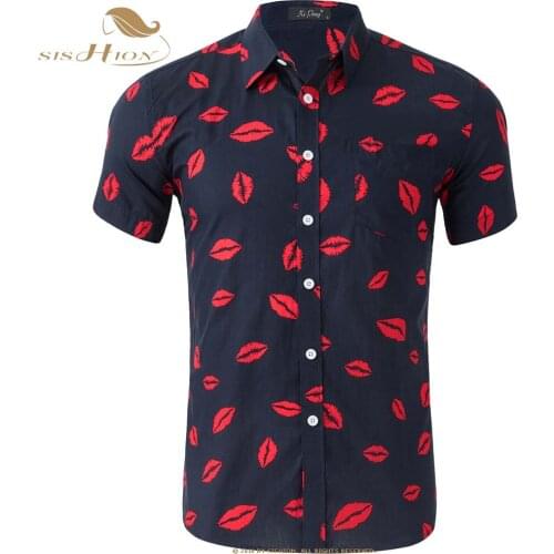 SISHION Mens Summer Beach Hawaiian Shirt GD025 Brand Short Sleeve Plus Size Floral Shirts Men Casual Holiday Vacation Clothing