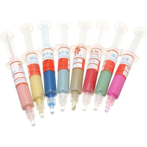 8pcs Diamond Polishing Lapping Paste Compound Syringes Set 5 Gram 0.5 - 10 Micron Mayitr Abrasives Needle Tube for Jewelry Metal