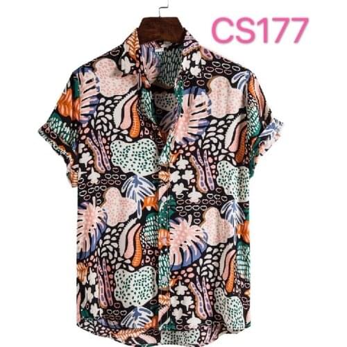 2021 New Hawaiian Beautiful Flower Beach Wind Flower Shirt Mens Lapel Short-sleeved Shirt Casual Mens Cardigan