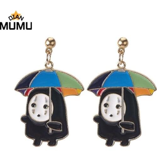 New Anime Spirited Away Ghost Earrings Fashion Creative Personality Alloy Stud Earrings Jewelry Gifts For Cute Women Ear clip