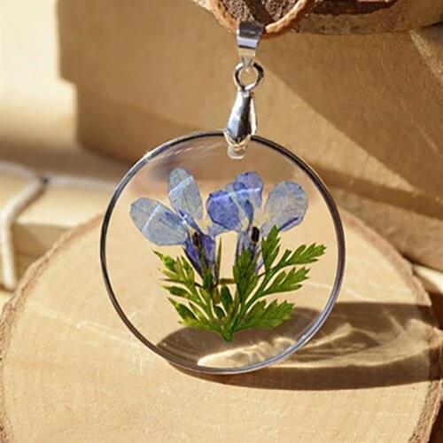 Pendant Necklace Fashion Creative Dried Lobelia Charm Necklace Chain Necklace