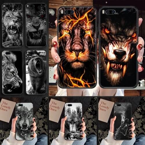 Cool Animals wolf lion Bear Phone case For Xiaomi Mi Max Note 3 A2 A3 8 9 9T 10 Lite Pro Ultra black painting bumper tpu shell
