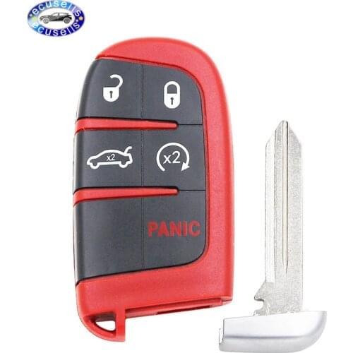 SALE ! 4+1/5 Button Replacement Remote Car Key Shell Case Fob for Chrysler Jeep Dodge 2011-2018-Red