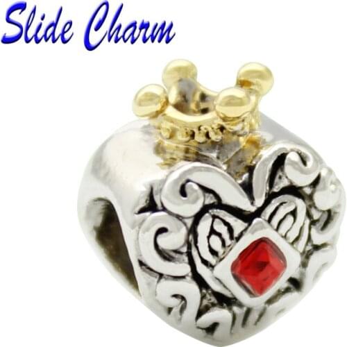 Slide charm European crown love fit Pandora Bracelet and Bracelet Pendant DIY jewelry