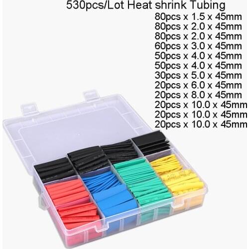 Connectors 530Pcs Car Electrical Cable Tube Kits Heat Shrink Tube Tubing Wrap Sleeve Assorted Mixed Color Wire Connect