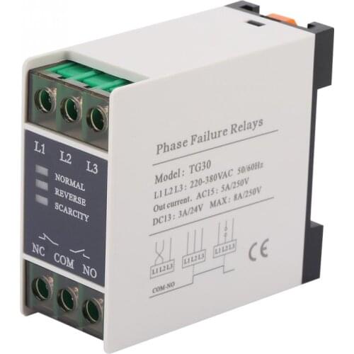 TG30 5A 3-Phase Phase Sequence Relay Phase Failure Loss 220-380VAC