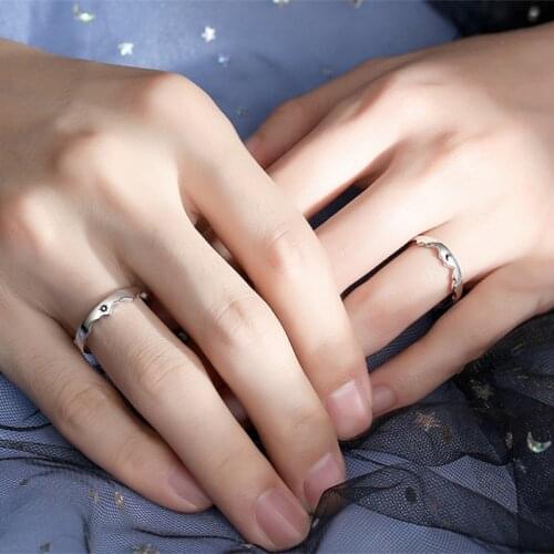 U90E 2Pcs Sun and Moon Lover Couple Rings Set Promise Wedding Bands for Him and Her