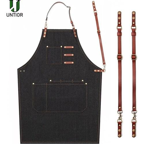 UNTIOR Fashion Cooking Kitchen Apron For Woman Men Chef Waiter Cafe Shop BBQ Hairdresser Aprons Custom Logo Gift Bibs Wholesale