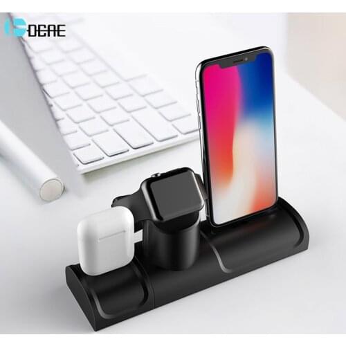 3 in 1 Charging Stand for Apple Watch 5 4 2 AirPods Pro iPhone 11 XS XR X 8 Silicone Magnetic Wireless Phone Holder Dock Station