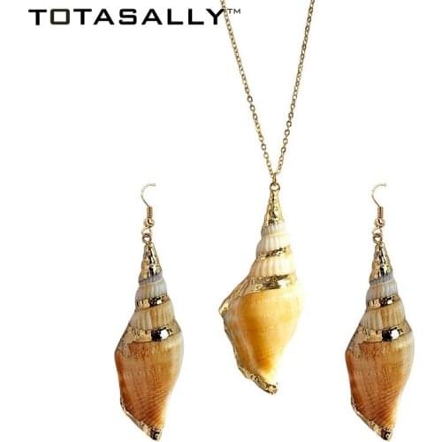 TOTASALLY Brand Fashion elegant nature sea shell conch snail Pendants Necklaces For Women Collar party Jewelry Bijoux