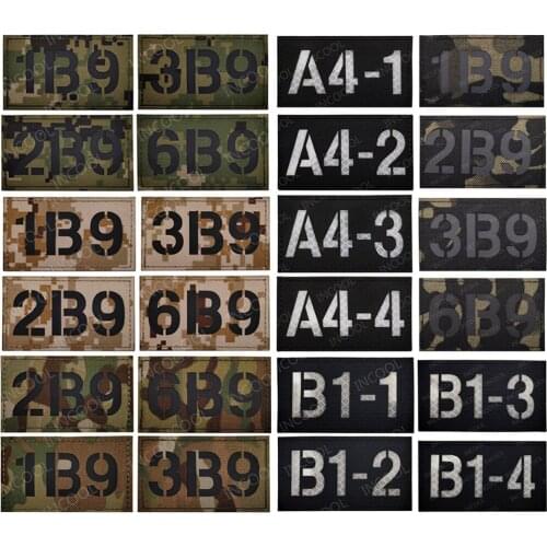 Call Sign Letter 1B9/2B9/3B9/6B9 Military Patches IR Infrared Reflective Tactical Patch Badges for Clothing Backpack Armband