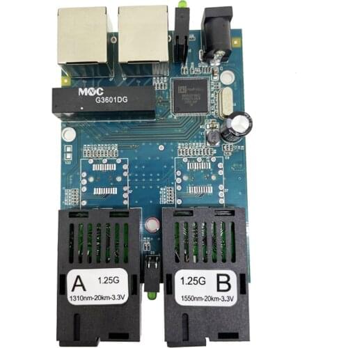 10Pcs Marvel Chip 2G2E 10/100/1000M Gigabit Ethernet Switch Ethernet Fiber Optical Media Single Mode 2 RJ45 UTP and 2 SC Port