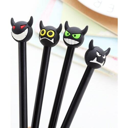 2pc Kawaii Pen Cartoon Devil Expression Gel Pen Black Signature Water Pen Children Learning Office School Supplies Stationery
