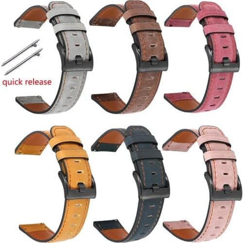 20 22MM Quick Release Straps For Samsung Galaxy 42MM 46MM gearS2 S3 Active 2 Watch Band Huawei gt2 pro Vintage oil wax Wristband