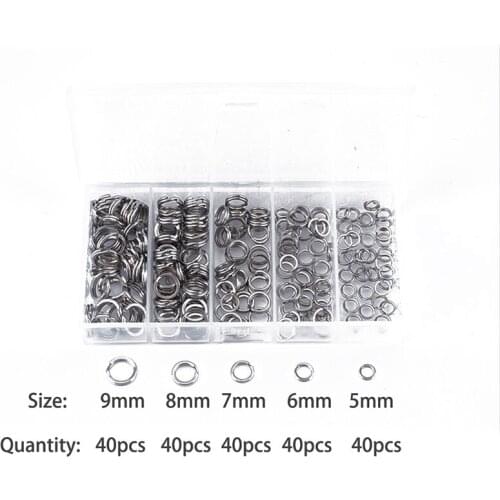 200pcs Stainless Steel Fishing Ring Lures Crankbait Hard Bait Fishing Accessoies