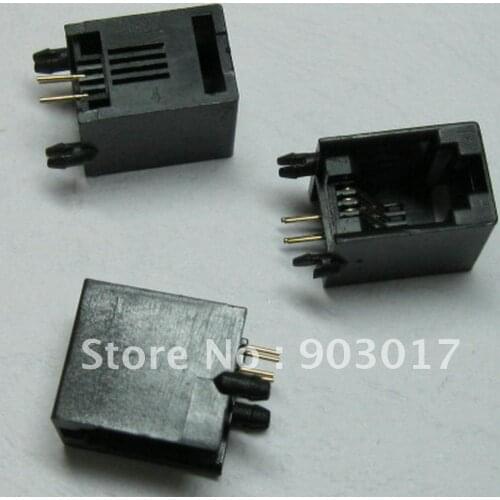 52 4P4C 90 Degree Black Without flange Side entry Modular Network PCB Jack Connector 70 pcs por lot